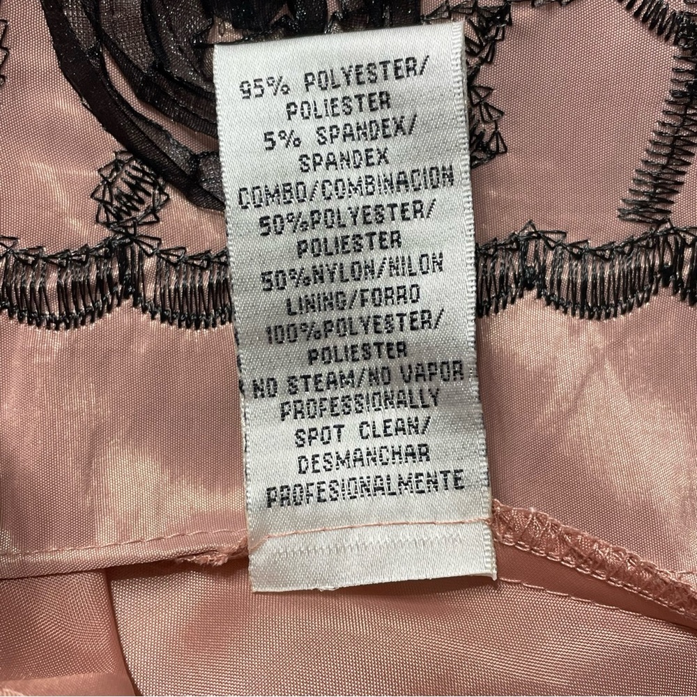 J.R.Nites by Carolin black-top dress with a pink A-line skirt. Size 16. Roses - Picture 11 of 16